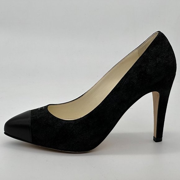 CHANEL 13C Suede Leather Pointed Cap Toe Platform Pumps Heels Shoes - Picture 1 of 12